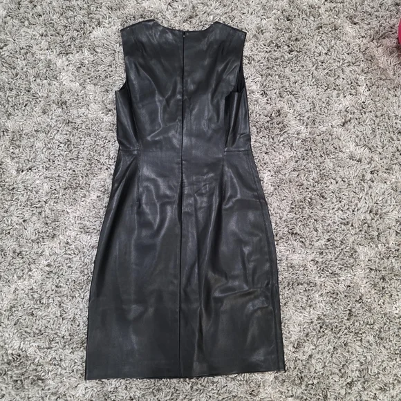 Theory Faux Leather Fitted Sheath Sleeveless Dress Size 2 - Picture 7 of 7